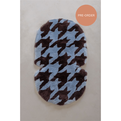 The Pram Puff | Houndstooth Chocolate & Powder Blue
