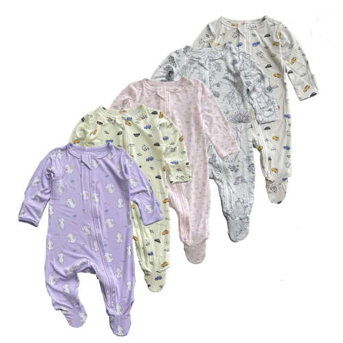 Bellafa Unisex Baby Footies Pajamas,Rayon Derived From Bamboo,Buttery Soft Sleep 'N Play PJs,2-Way Zipper Toddler Sleeper,0-18 Months