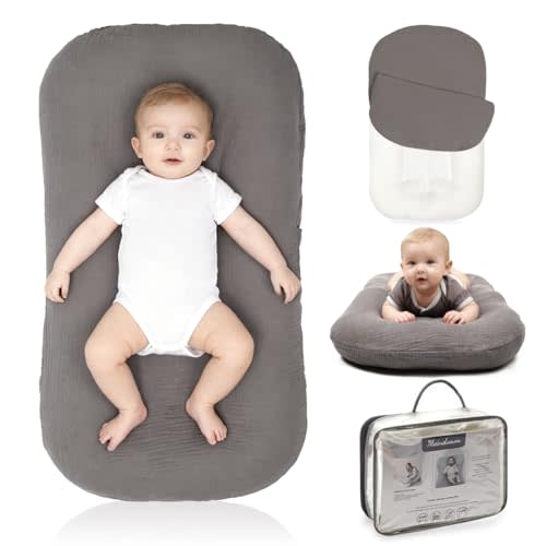 Baby Lounger - Snuggle Cozy Me Infant Lounger for Newborns | Breathable & Soft, Portable Awake-Time Pad, Essential Baby Gift (Lounger Cover Included)
