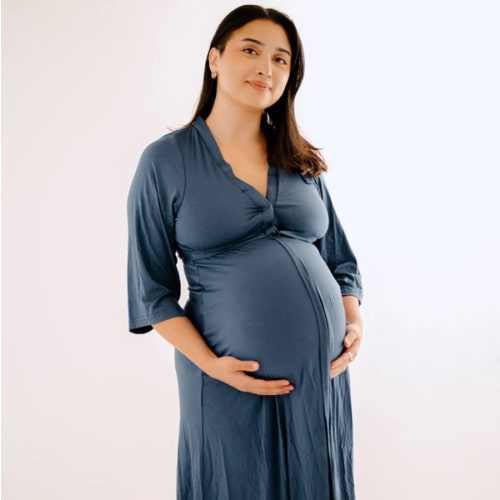 Lila Labor & Postpartum Gown in Midnight Blue