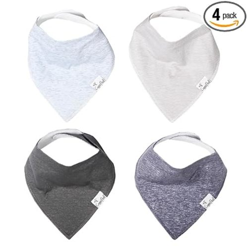 Copper Pearl 4 Pack Soft Cotton Baby Bibs for Drooling and Teething, Absorbent Drool Bibs for Baby Girl and Boy, Adjustable to Fit Newborns to Toddlers, Tons of Styles (Lennon)