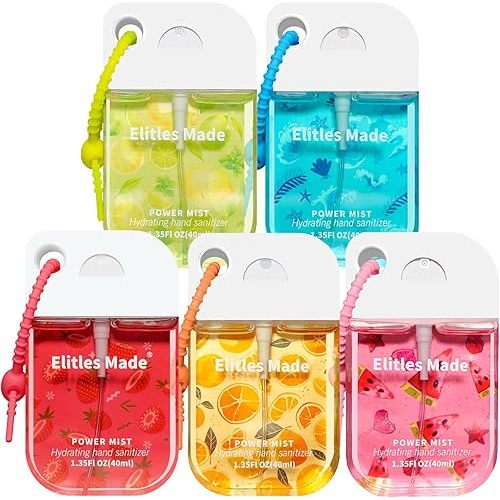 Hand Sanitizer Spray, 5Pack Spray Hand Sanitizer Travel Size With Keychain, Scented Cute Mini Pocket Purse Power Mist Hydrating for Kids School Gifts for Women, 1.35FL.OZ