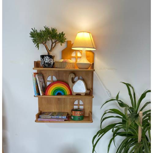 Waldorf books toy wall shelf Wooden Dollhouse kit  1st Birthday Gift Playhouse Nursery book storage montessori shelf toy Kids bedroom