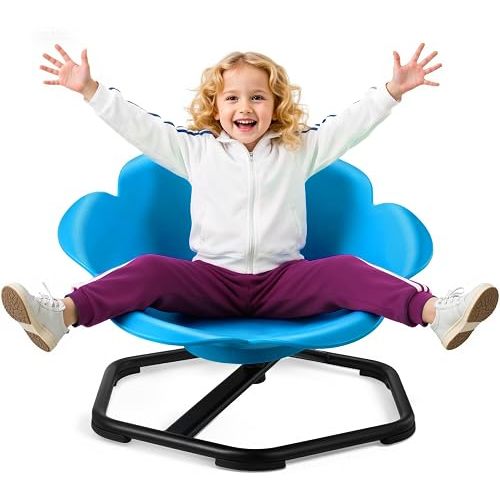VEVOR Kids Swivel Chair, 220 lbs Capacity, Cylinder Shape Sensory Spinning Chair, Autistic Kids Sensory Toy Seat with Non-Slip Metal Base, Toddler Sit & Spin Seat for Coordination Balance Focus, Blue