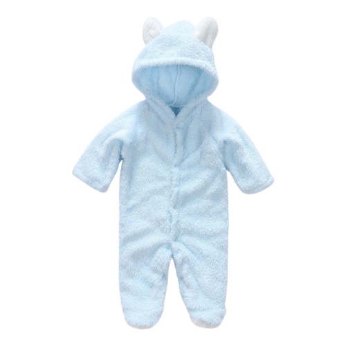 Winter Toddler Newborn Thick Coat Solid Color Button Fleece Warm Outerwear Baby Boys Girls Jumpsuits Onesie Jackets (9-12 Months, Blue)