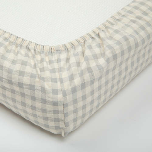 Crib Fitted Sheet Vichy Blue 120x60 cm · Minicoton