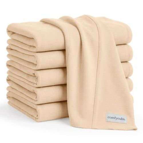 Comfy Cubs Baby Burp Cloths Set Pack of 6 - Large, 6-Layer, Ultra Absorbent Soft 100% Cotton for Infants - Cream