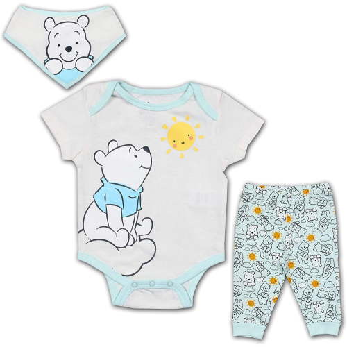 Winnie The Pooh Boys 3 Piece Creeper Jogger and Bib Set, Newborn