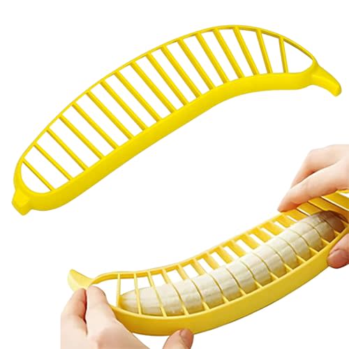 Guyuyii Banana Slicer – Safe, Easy Kitchen Gadget for Kids and Adults | Get 18 Even Slices in Seconds | Perfect for Fruit Salad, Cereal and Dessert Prep | Manual and Dishwasher Safe