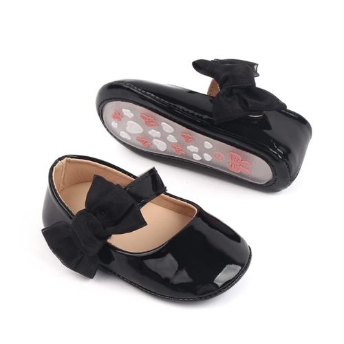 Meckior Infant Baby Girls Soft Sole Bowknot Princess Wedding Dress Mary Jane Flats Prewalker Newborn Light Baby Sneaker Shoes