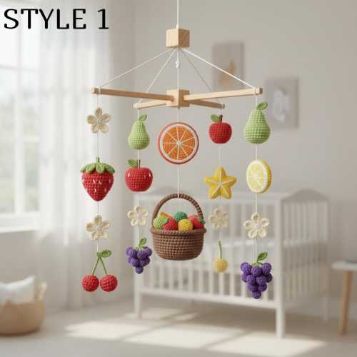 Handmade Crochet Fruit Baby Mobile, Nursery Decor