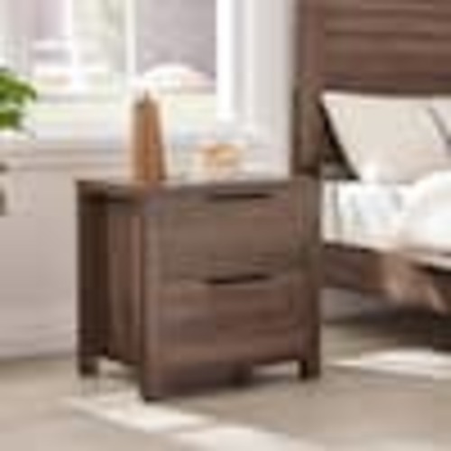 Spruce & Spring Cian Farmhouse Style Walnut 2 Drawers 15.75 in.W Nightstand with 2 Power Outlets, USB and Type-C Ports for Bedroom SSKJWT001-RPP0001-6