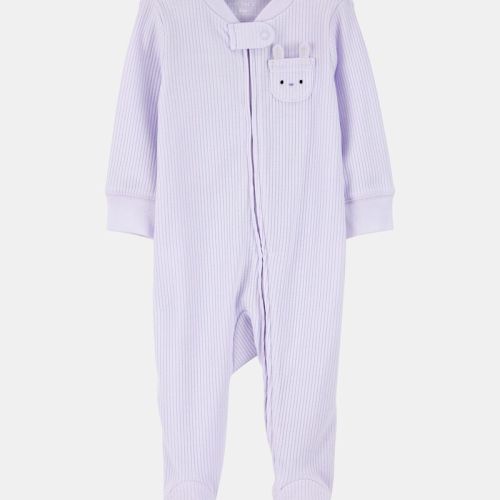 Baby Girl Bunny 2-Way Zip Ribbed Sleeper pyjamas | Carter’s Oshkosh Canada