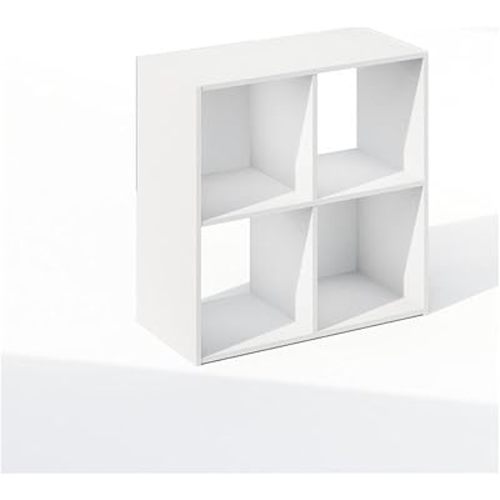 Furinno Pelli Cubic Storage Cabinet, Bookcase, Bookshelf, 4-Cube, White