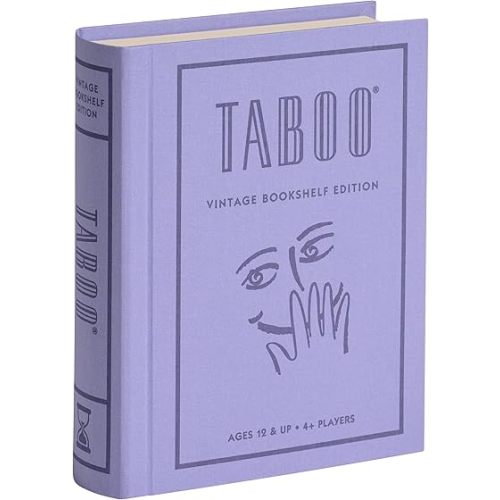 WS Game Company Taboo Vintage Bookshelf Edition Board Game Fabric-Wrapped Book Box, Party Word Guessing Board Games for 4 or More Players, Adults and Kids Ages 12+