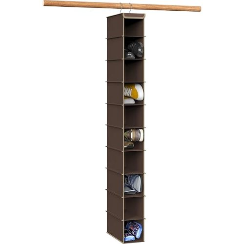 Simple Houseware 10 Shelves Hanging Shoes Organizer Holder for Closet, Brown