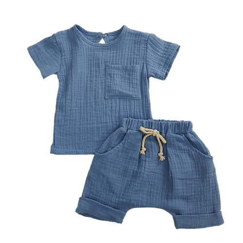 PEACNNG Organic Cotton Baby Clothes Set Summer Casual Tops Shorts For Boys Girls Set Unisex Toddlers 2 Pieces Kids Baby 90cm(18-24M)