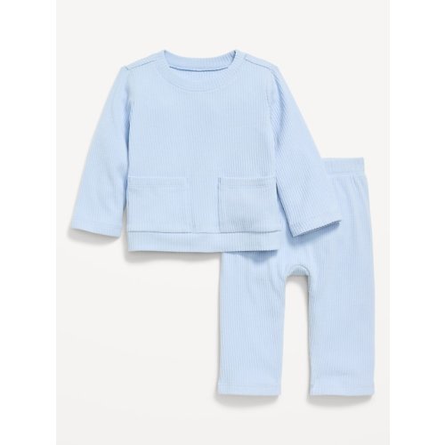 Ribbed Pocket T-Shirt and Pants Set for Baby