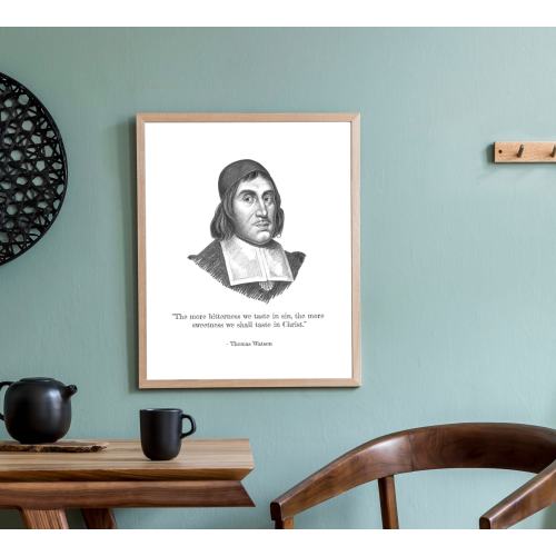 Thomas Watson & Quote, Portrait Sketch, Art, Reformed Theology.