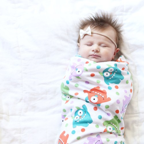 Little Monster Swaddle Blanket: Soft Cotton Jersey Knit Baby Blanket