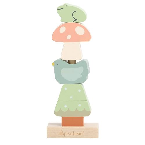 Pearhead Woodland Wooden Stacking Toy, Interactive Stackable Montessori Learning Toy, Building Game for Kids, Early Developmental Toys for Babies and Toddlers, 1+ Year, FSC Certified