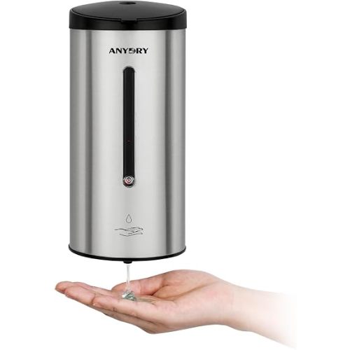anydry Touchless Automatic Liquid Soap Dispense Wall Mount 25oz Large Capacity Stainless Steel for Commercial (Brushed)