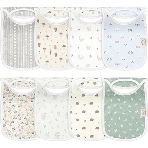 8-Pack Baby Bibs for Boys, Girls - Pullover Bibs for Drooling Teething Baby Girl & Boy Toddler, Newborn, Soft & Absorbent, Cute Colors, Large Torso Coverage Keep Infant Clean & Dry (Prairie)