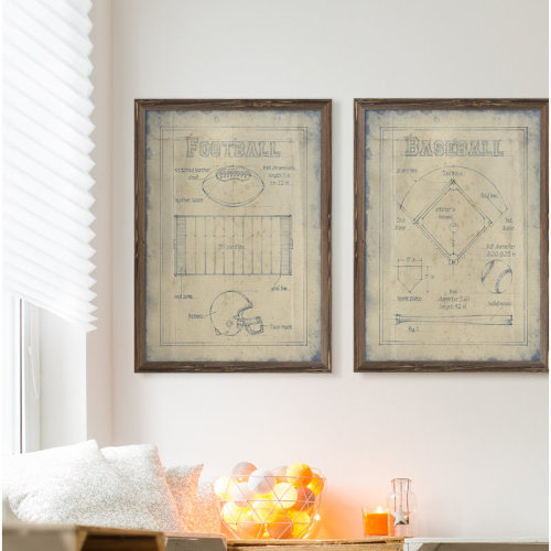 Steelside™ 'All about the Game I' - 2 Piece Picture Frame Painting Print Set & Reviews | Wayfair