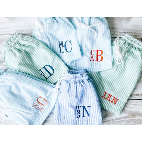 Seersucker Swim Trunks, Monogrammed Swim Suit, Personalized Swim, Baby Swim trunks, Toddler Swim trunks, Monogrammed Swim trunks