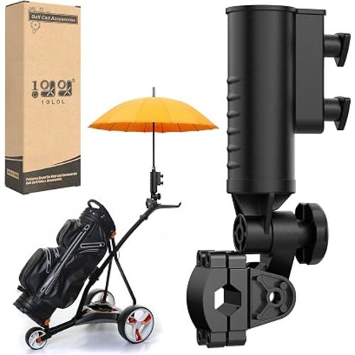 10L0L Heavy Duty Golf Push Cart Umbrella Holder - 180° Adjustable Aluminum Base for Golf Carts, Strollers, Wheelchairs & Bikes | Universal Mounting Design