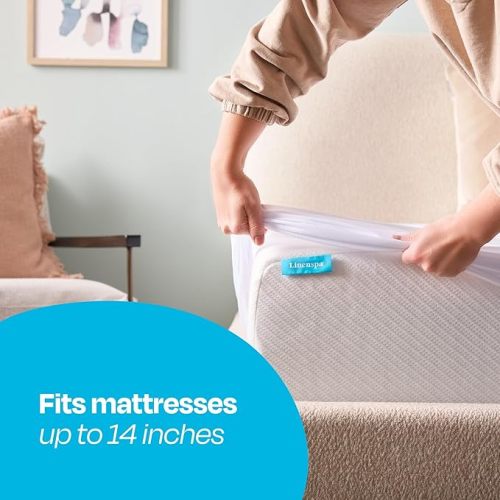 Linenspa Waterproof Mattress Protector, Full Size – Fitted Sheet Style, Breathable, Machine Washable & Dryer Safe, White