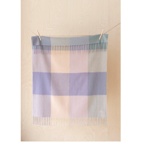 Lambswool Baby Blanket in Lilac Block Check