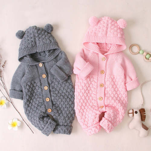 Knitted Baby Romper with Bear Ears - Sherpa-lined – Little Dresser