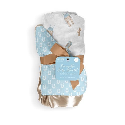 JuJuBe x Studio Oh! Baby Essentials Reversible Baby Blanket - Soft Throw for Newborns & Infants, Ideal for Tummy Time, Home, Travel & Nursery Essentials - Perfect Howdy Partner Blue