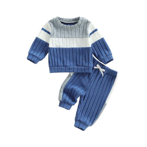 Loicainy Baby Toddler Boys Pants Clothes Set, 3 6 12 18 24 Motnhs 2T 3T Contrast Color Long Sleeve Crew Neck Sweatshirt with Elastic Waist Sweatpants Infant Outfits