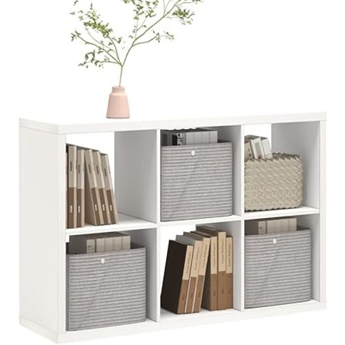 6 Cube Storage Organizer Shelf, White, 11inch