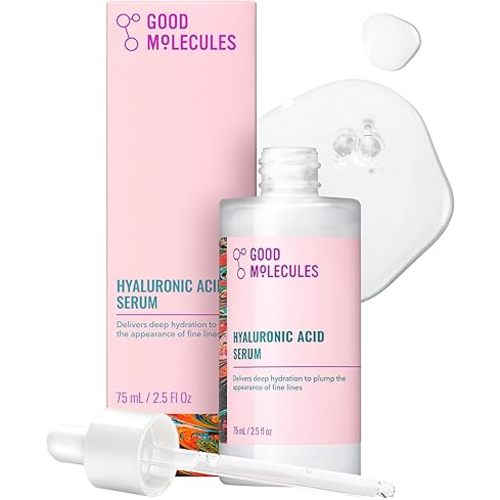 Good Molecules Hyaluronic Acid Serum - 1% Hyaluronic Acid Non-Greasy Ultra hydrating Serum Facial Moisturizer for Plumper Skin, Skin Care for Face