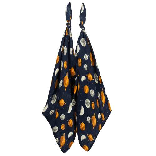 Planets Bamboo Muslin Two-Piece Burp Cloth Set