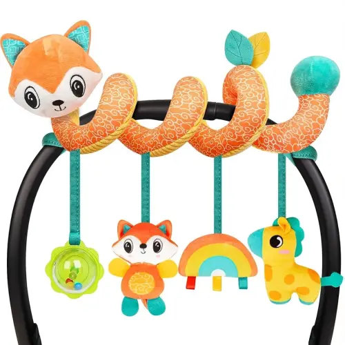 Baby Car Seat Toys Activity Stroller Toy for Boys Girls 0 3 6 9 10 12 Months, Spiral Hanging Plush Toys, Baby Shower Thank You Gifts