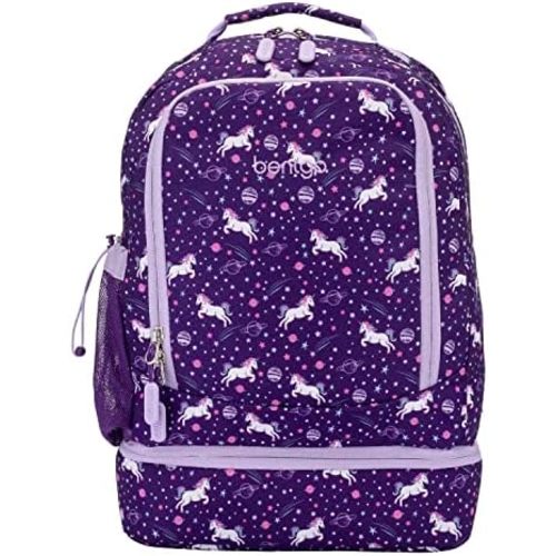 Bentgo Kids 2-in-1 Backpack & Insulated Lunch Bag - Durable 16” Backpack & Lunch Container in Unique Prints for School & Travel - Water Resistant, Padded & Large Compartments (Unicorn)