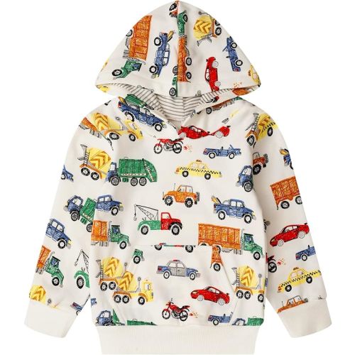 RETSUGO Baby Boys Dinosaurs Hoodie Boy Girls Truck Pullover with Pocket Toddler Boy Kids Rocket Sweatshirt 2-7Years