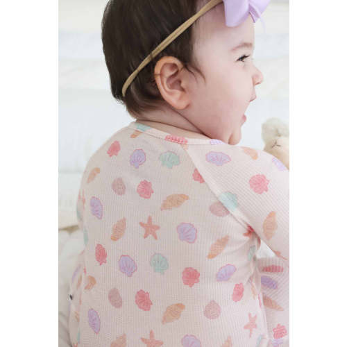 Saltwater Shells Bamboo Waffle Convertible Zip Romper