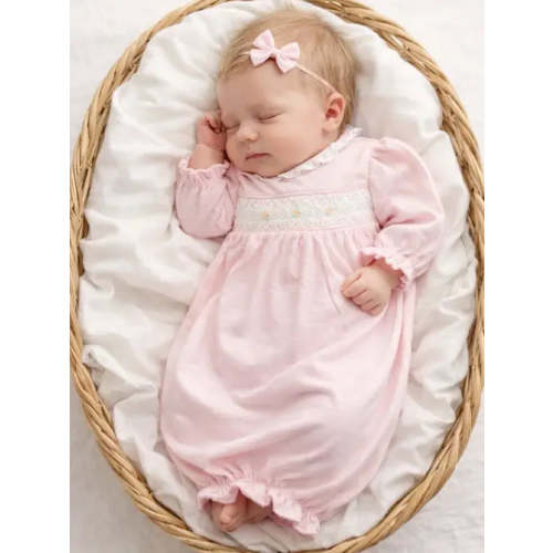 Baby Girl’s Pink Jacquard Ruffle Collar Gown