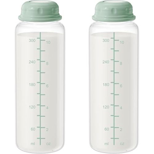 11oz Breastmilk Storage Bottles, Compatible with Momcozy Milk Cooler 12oz, Narrow Neck Baby Bottles, BPA-Free & Leakproof, Must-Have Breastfeeding Essentials, 2PCS