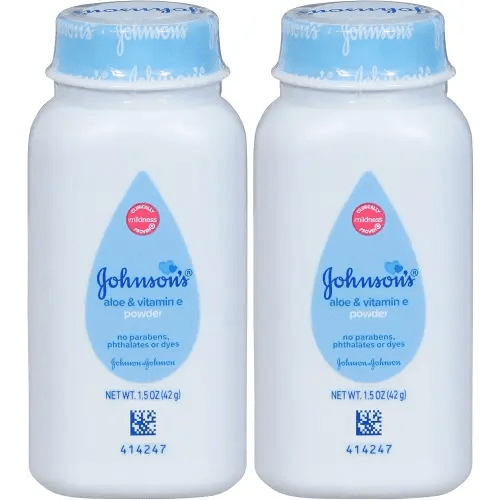 Johnson's Baby Cornstarch Baby Powder, 1.5 oz | Naturally Derived | With Aloe & Vitamin E | For Delicate Skin | Hypoallergenic