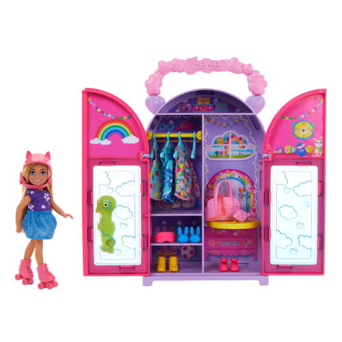 Barbie Chelsea Doll & Closet Toy Playset with Clothes & Accessories, Foldable Set for On-The-Go Play