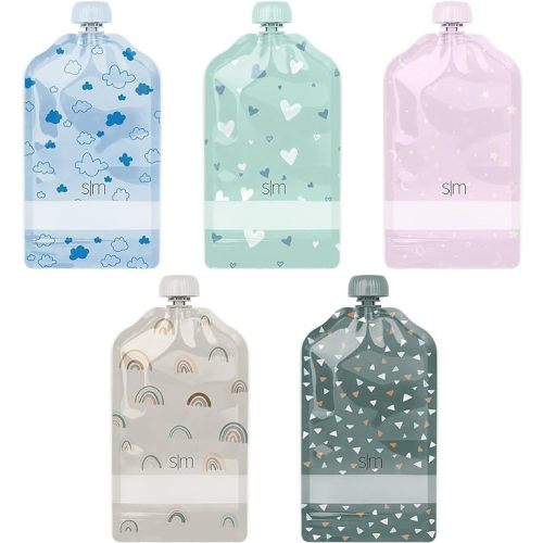 Simple Modern Reusable Baby Food Pouches for Toddlers | BPA Free Plastic, Food Safe, Freezer Safe | Refillable for Applesauce Yogurt & Puree Squeeze Pouch | 10 pack | 5oz | Assorted - 5 oz - Assorted 3