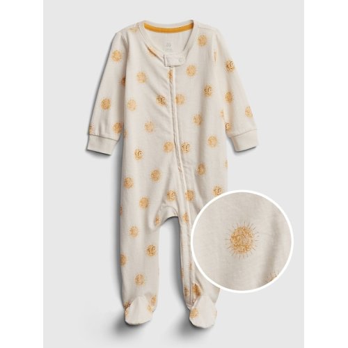 Baby 100% Organic Cotton Sun Graphic One-Piece in ivory frost, size: 0-3 M