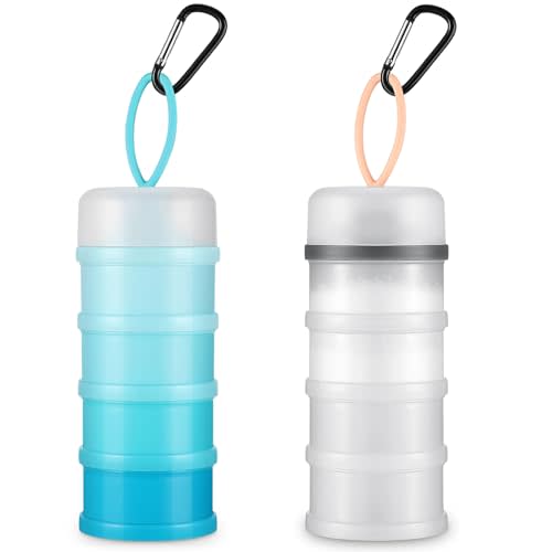 Baderke 2 Pcs Protein Powder Travel Container with Funnels Stand, White, Blue