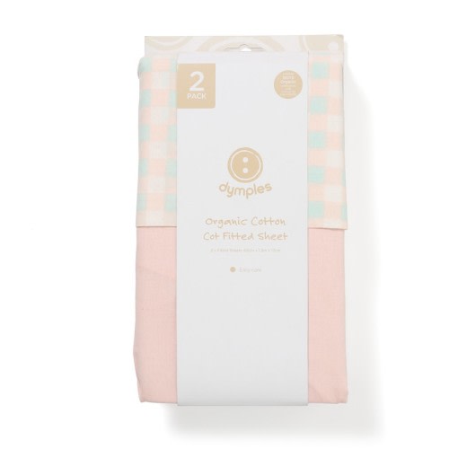 Dymples Fitted Cot Sheet 2 Pack - Pink